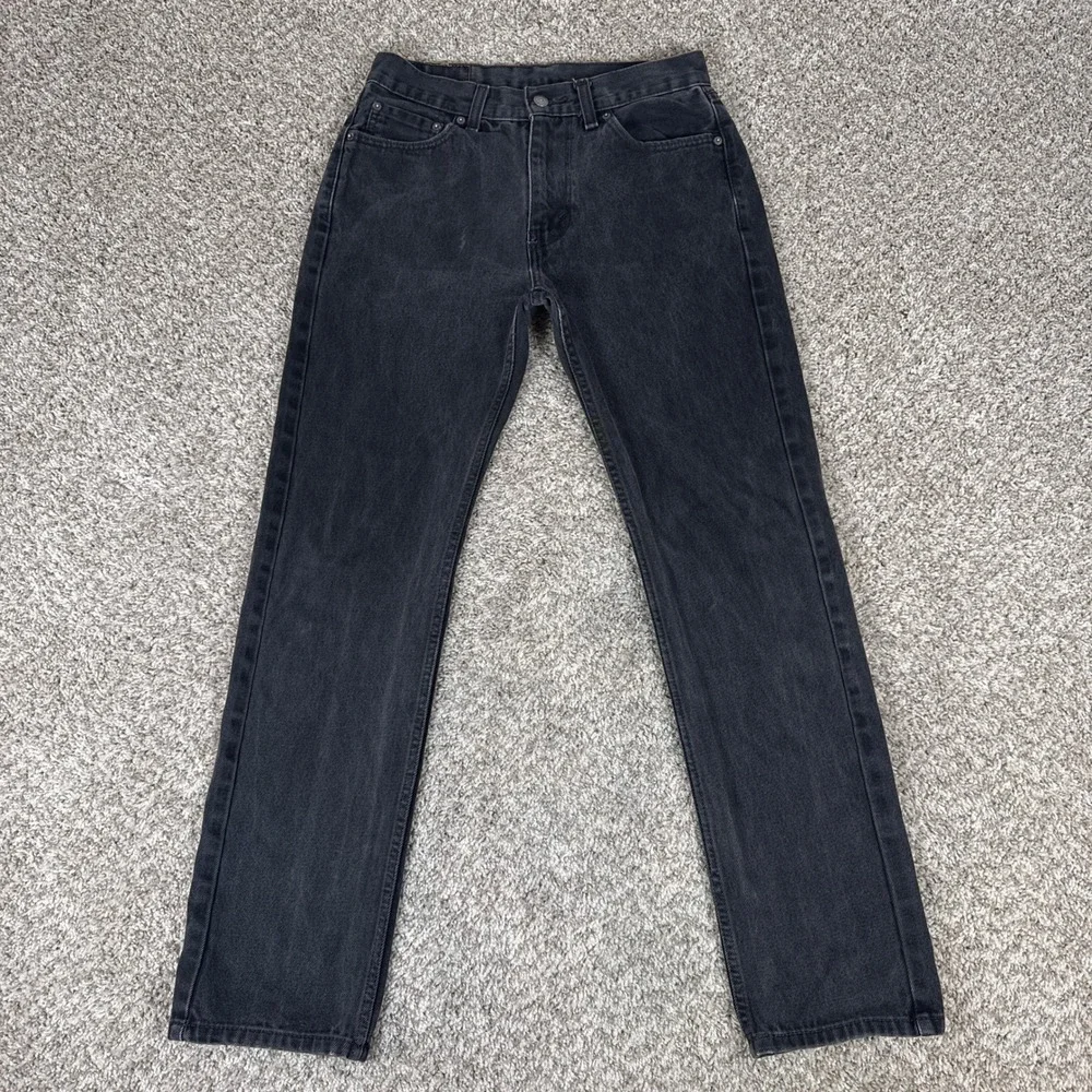 Levis 505 Jeans Mens 30x32 Black Straight Leg Denim Classic Workwear Casual